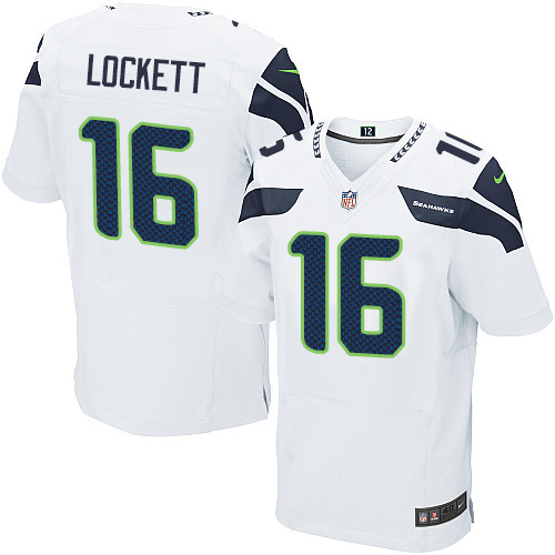 Men's Elite Tyler Lockett Nike Jersey White Road - #16 NFL Seattle Seahawks